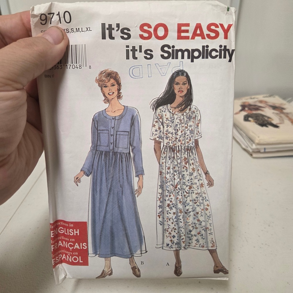Simplicity 9710 Sewing Pattern Misses Dress Button Front Pockets XS-XL Vintage